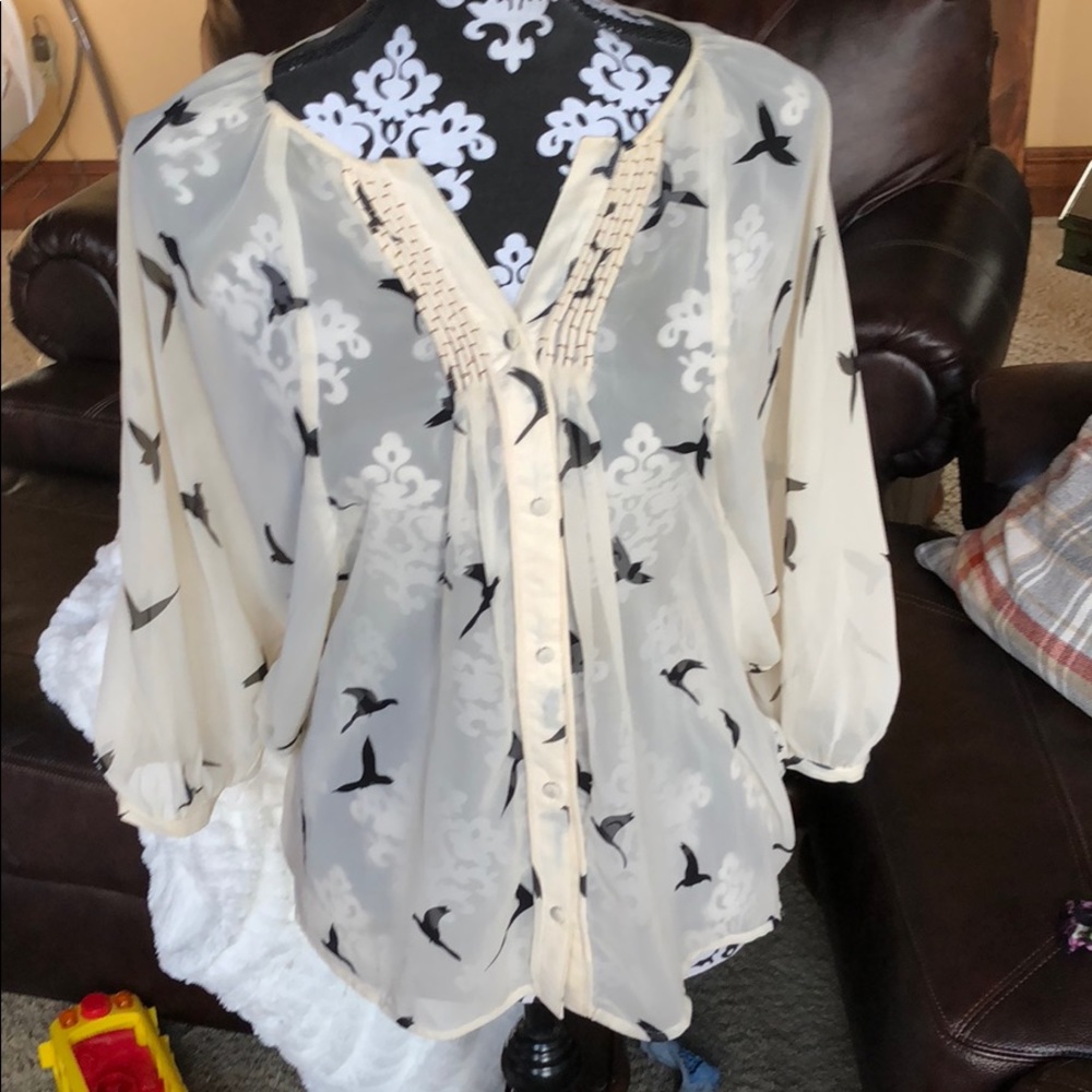 Bird Print Blouse